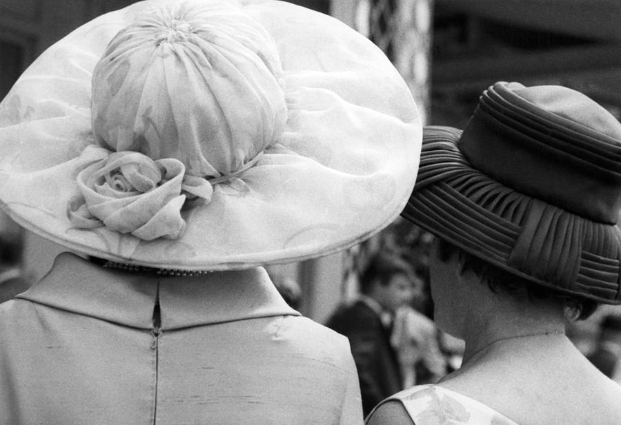 Two Women Wearing Hats At The Horse Photograph by Keystone-france