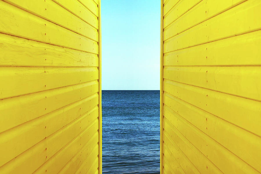 Two Yellow Beach Huts Photograph by Deceptive Media