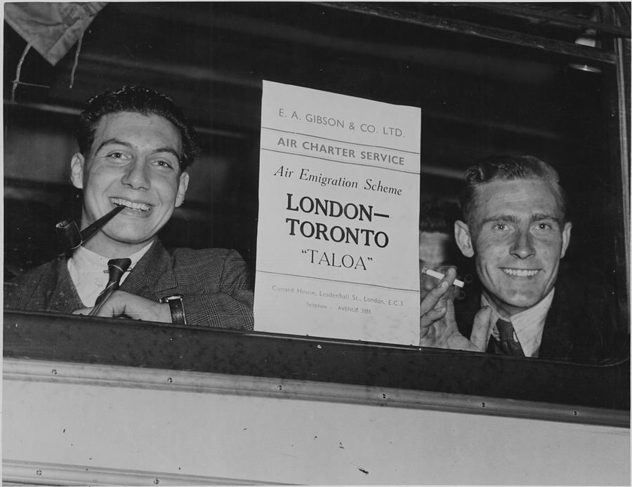 Two young British emigrants on an Air Immigration Plan bus 1947 Painting by Celestial Images
