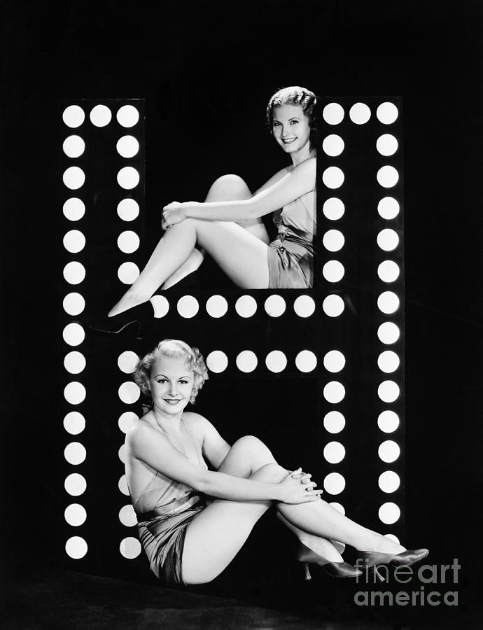 Two People Photograph - Two Young Women Posing With The Letter H by Everett Collection Two People Photograph - Two Young Women Posing With The Letter H by Everett Collection