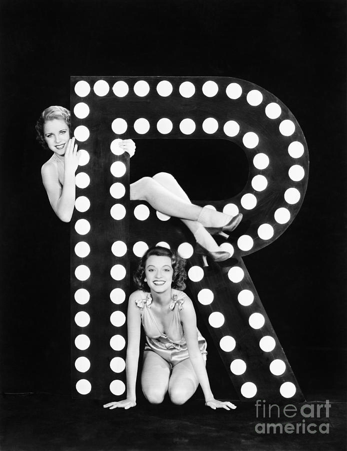 Communicate Photograph - Two Young Women Posing With The Letter R by Everett Collection Communicate Photograph - Two Young Women Posing With The Letter R by Everett Collection