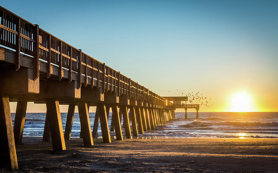 Tybee Beach Pier Sunrise Photograph by Framing Places