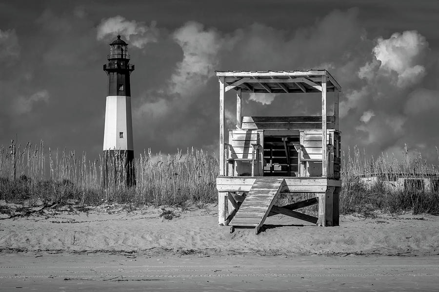 Tybee Island Light Station in Monochrome Photograph by Ray Silva