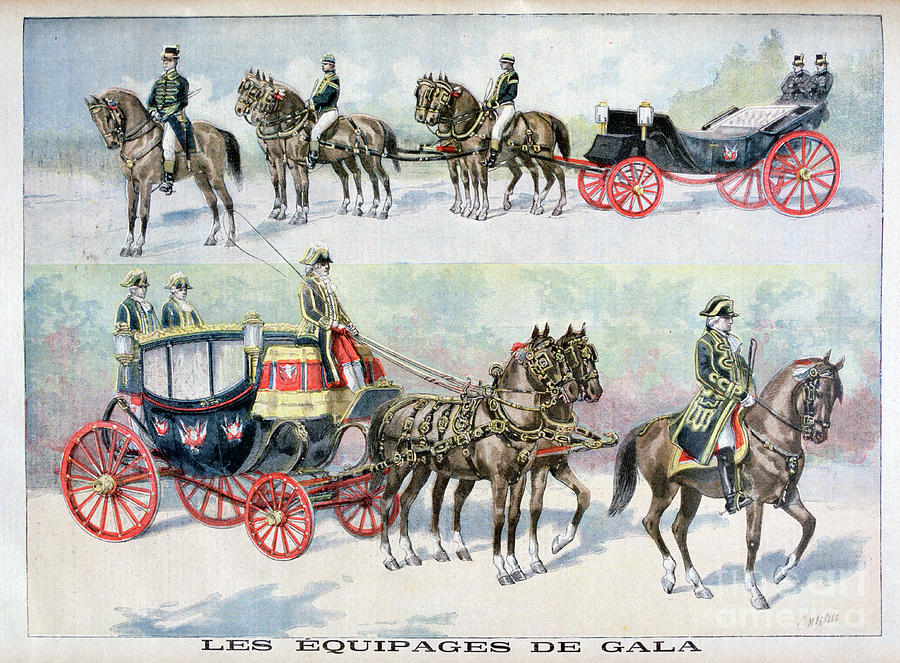 Types Of Gala Coachs, 1896. Artist F Drawing by Print Collector