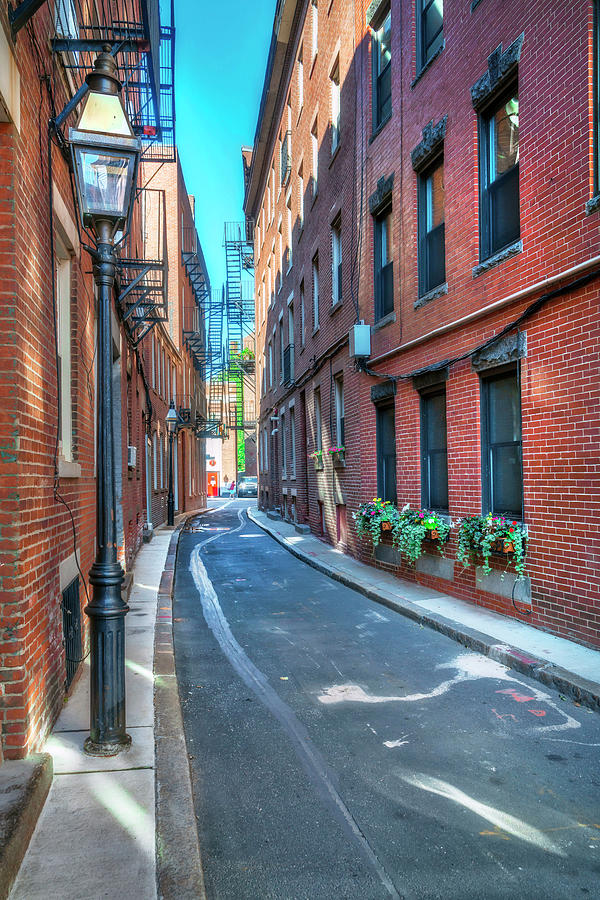 Typical Narrow Street, Boston, Ma Digital Art by Laura Zeid
