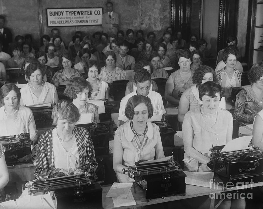 Typing Contest Photograph by Bettmann