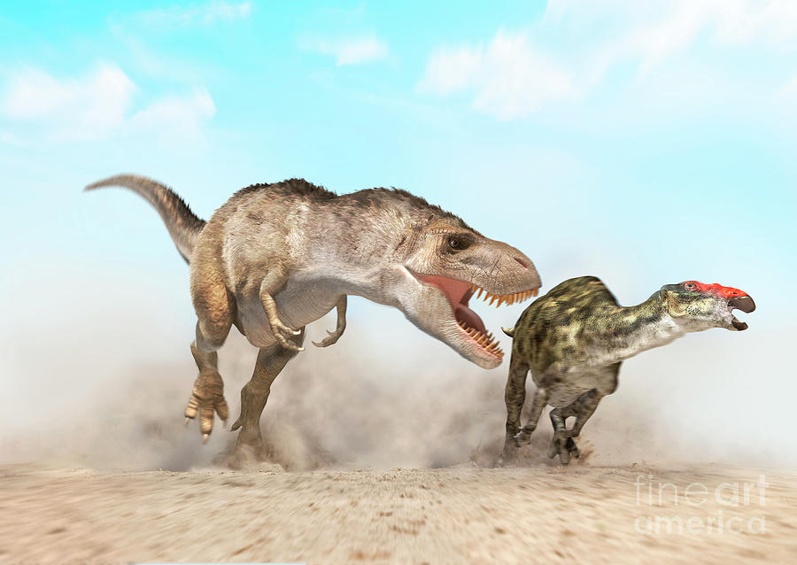 Tyrannosaurus Rex Dinosaur Chasing Prey Photograph by Jose Antonio Pe ...