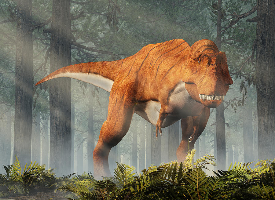 Tyrannosaurus Rex In A Forest Digital Art
