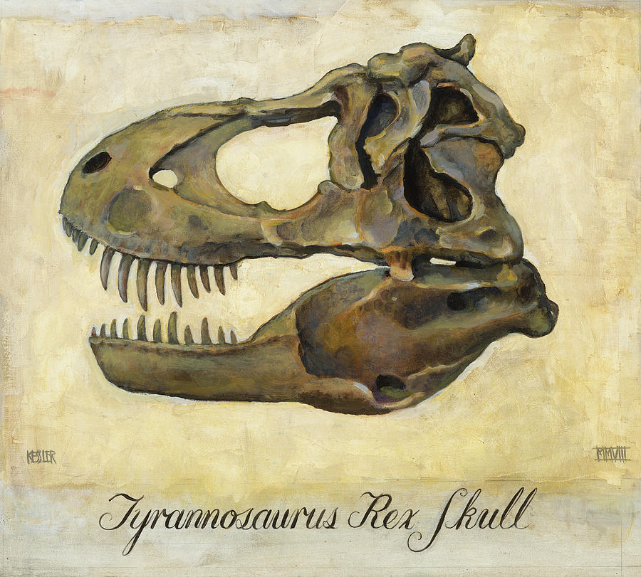 Dinosaur Painting - Tyrannosaurus Rex Skull by Daniel Patrick Kessler