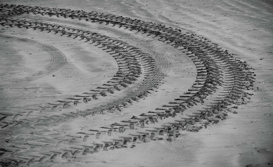 Tyre Tracks On The Beach ii Photograph by Helen Jackson