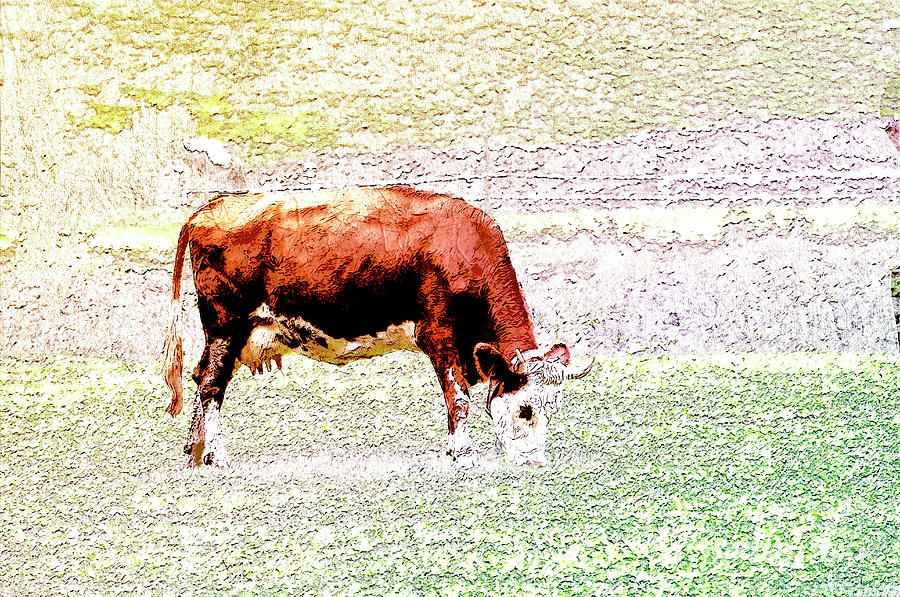 Tyrolean Brown Cow j1 Digital Art by Humorous Quotes