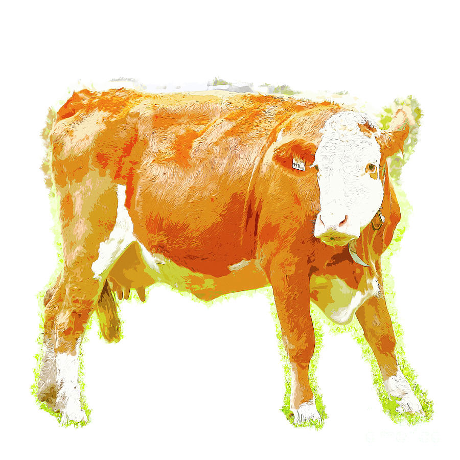 Tyrolean Brown Cow j6 Digital Art by Humorous Quotes