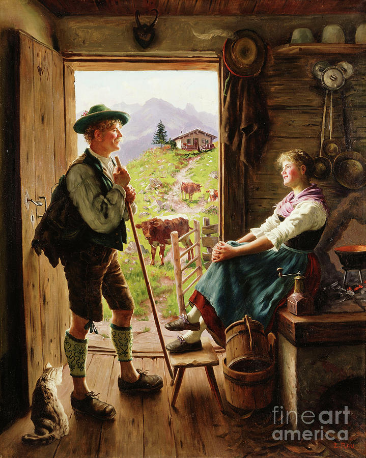 Animal Painting - Tyrolean Couple by Emil Karl Rau