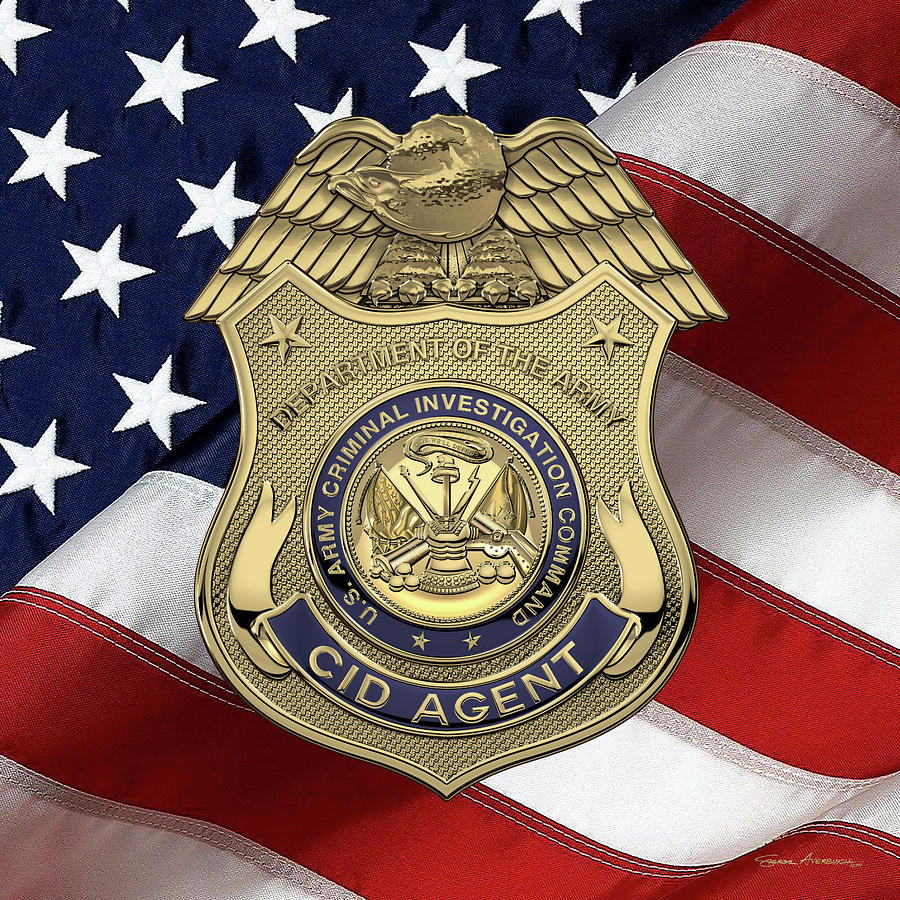U. S.  Army Criminal Investigation Division Command -  U S A C I D C  Special Agent Badge over Flag Digital Art by Serge Averbukh