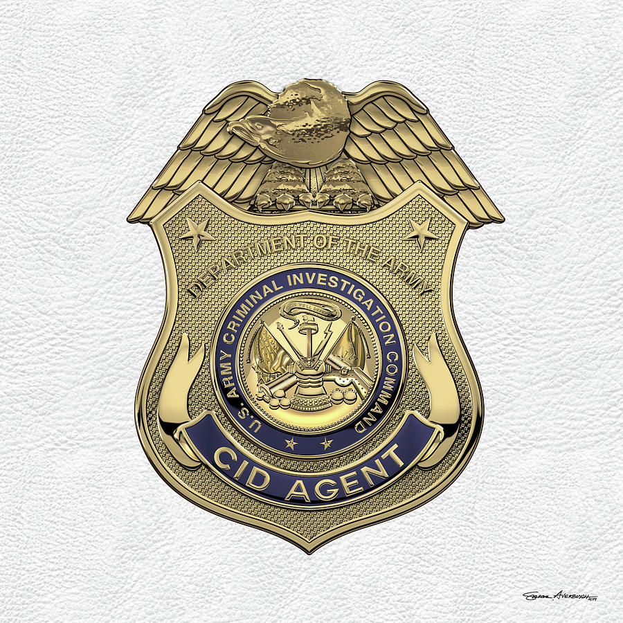 U. S.  Army Criminal Investigation Division Command -  U S A C I D C  Special Agent Badge over White Digital Art by Serge Averbukh