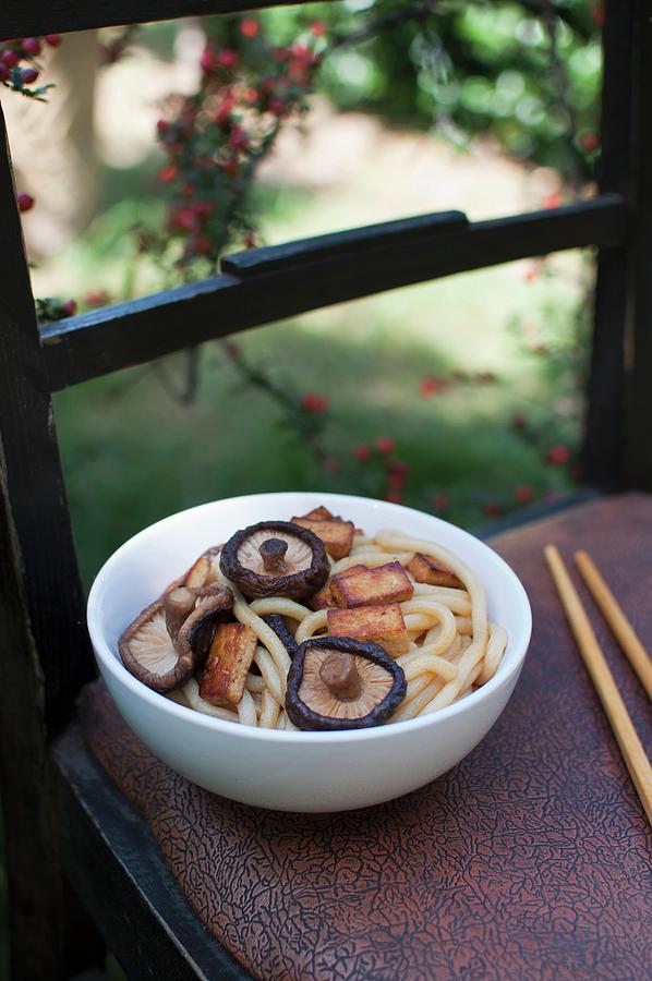 Udon Noodles With Tofu And Shiitake Mushrooms Photograph by Kachel Katarzyna