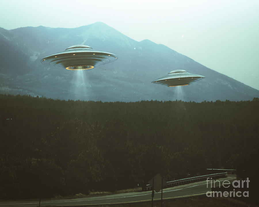 Ufos Over Road Photograph by Ktsdesign/science Photo Library - Fine Art ...