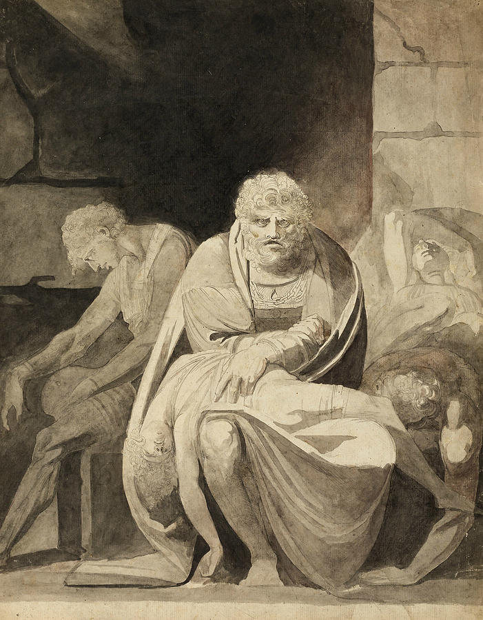Ugolino and His Sons Starving to Death in the Tower Drawing by Henry Fuseli