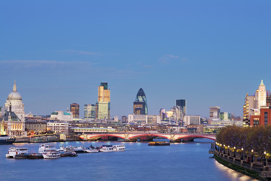 Uk, London, View Of City Skyline And St Photograph by Gary Yeowell