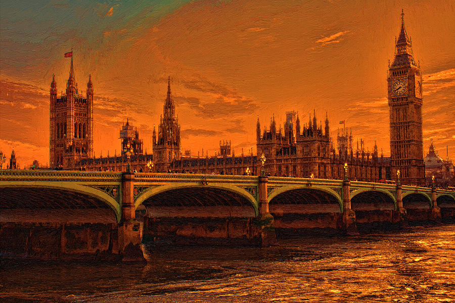 UK Parliament Skyline - DWP1530055 Painting by Dean Wittle