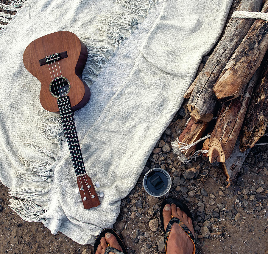 Music Photograph - Ukelele And Free Camp On The Road by Cavan Images
