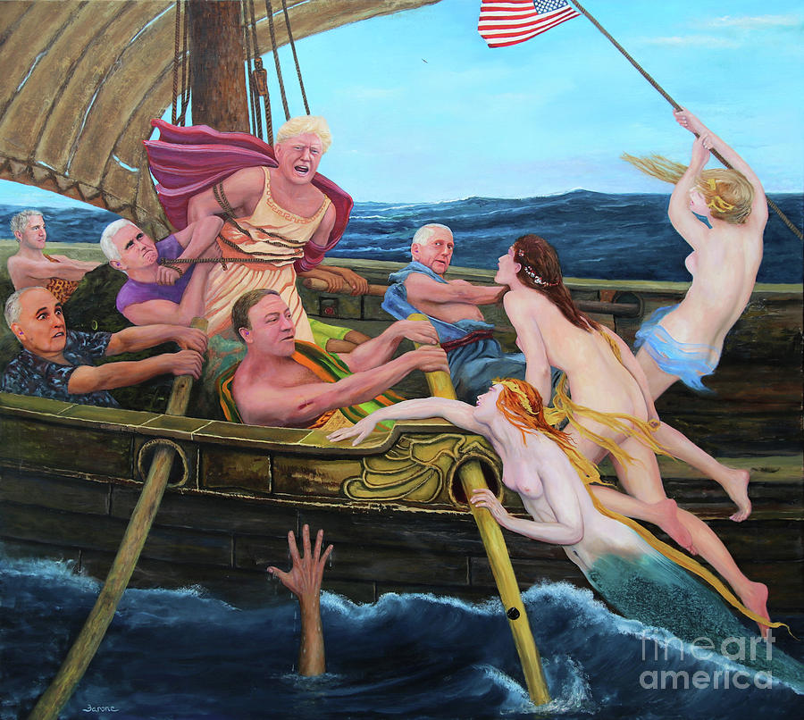 Fake Ulysses on the USS Donald Trump Painting by Richard Barone