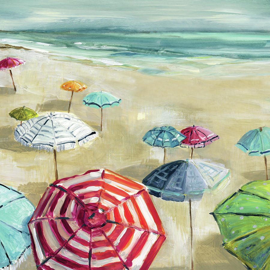 Umbrealla Beach 2 Painting by Carol Robinson
