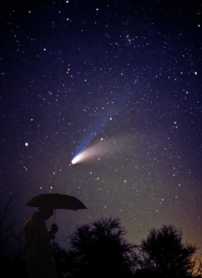 Umbrella Man and Comet Hale-Bopp 3-27-1997 Photograph by Christopher McKenzie