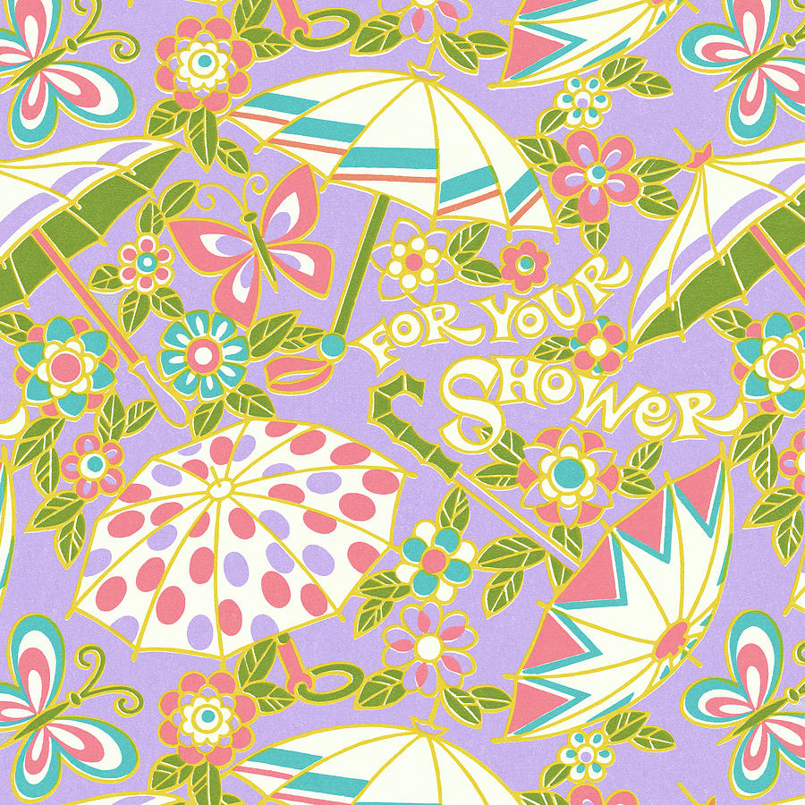 Butterfly Drawing - Umbrella Shower Pattern by CSA Images