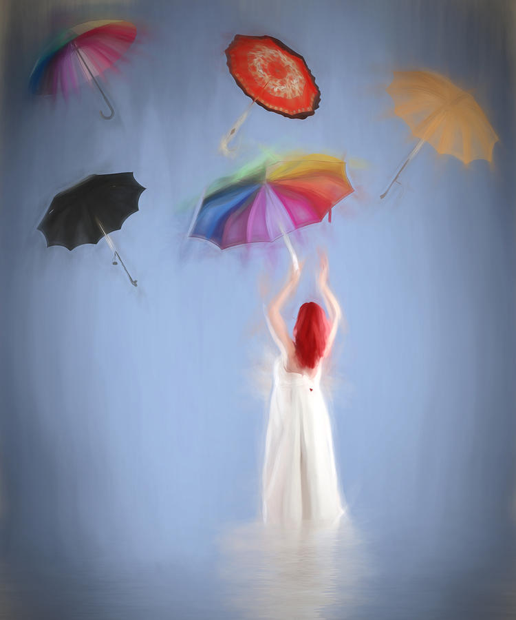 Fantasy Digital Art - Umbrellas away by Sharon Lisa Clarke