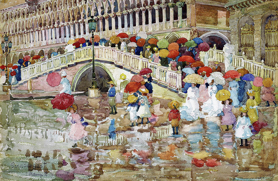 Usa Painting - Umbrellas In The Rain - Digital Remastered Edition by Maurice Brazil Prendergast Usa Painting - Umbrellas In The Rain - Digital Remastered Edition by Maurice Brazil Prendergast