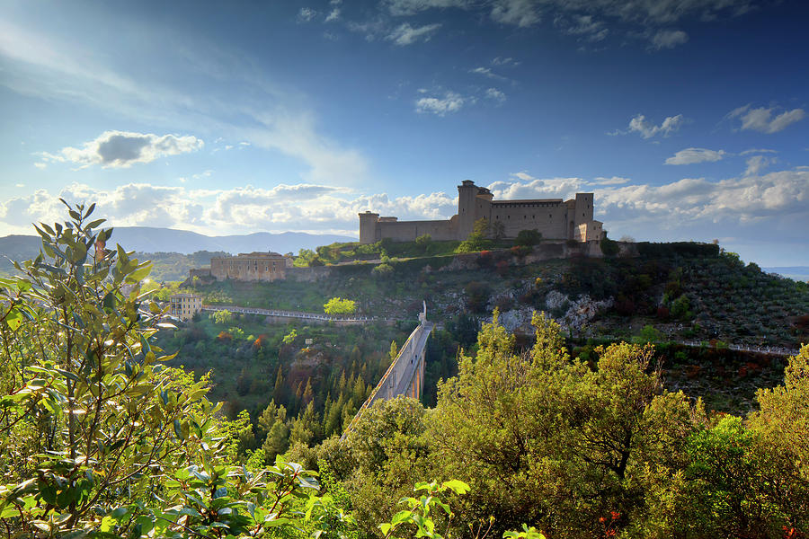 Castle Digital Art - Umbria, Spoleto, Italy by Maurizio Rellini