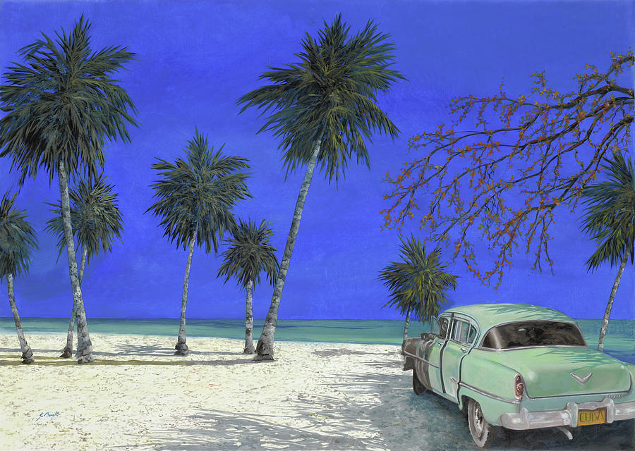 Beach Painting - Una Macchina A Cuba by Guido Borelli