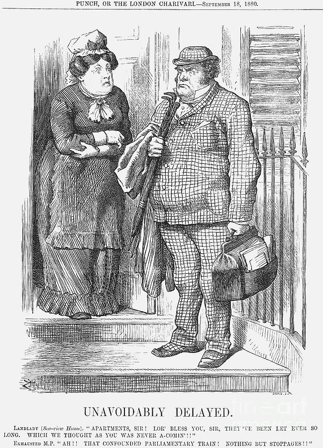 Unavoidably Delayed, 1880. Artist Drawing by Print Collector