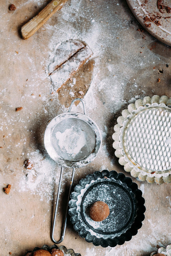 Unbaked Gingerbread Biscuits With Baking Ingredients Photograph by Lucie Beck