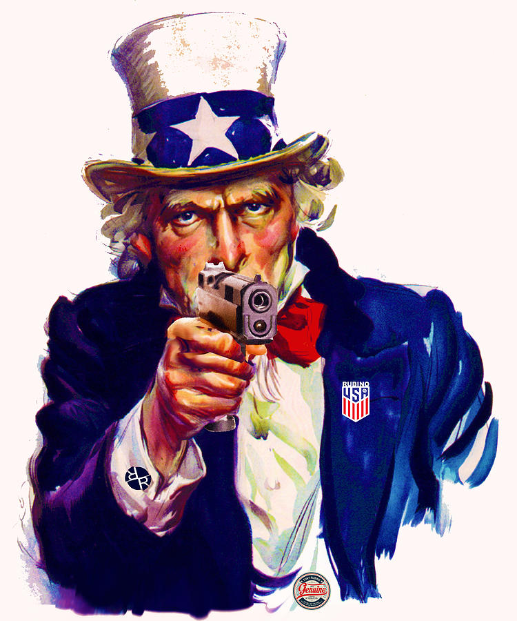 Uncle Sam With Gun Usa Painting