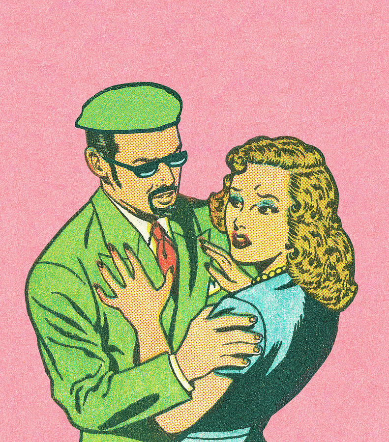 Vintage Drawing - Uncomfortable embrace by CSA Images