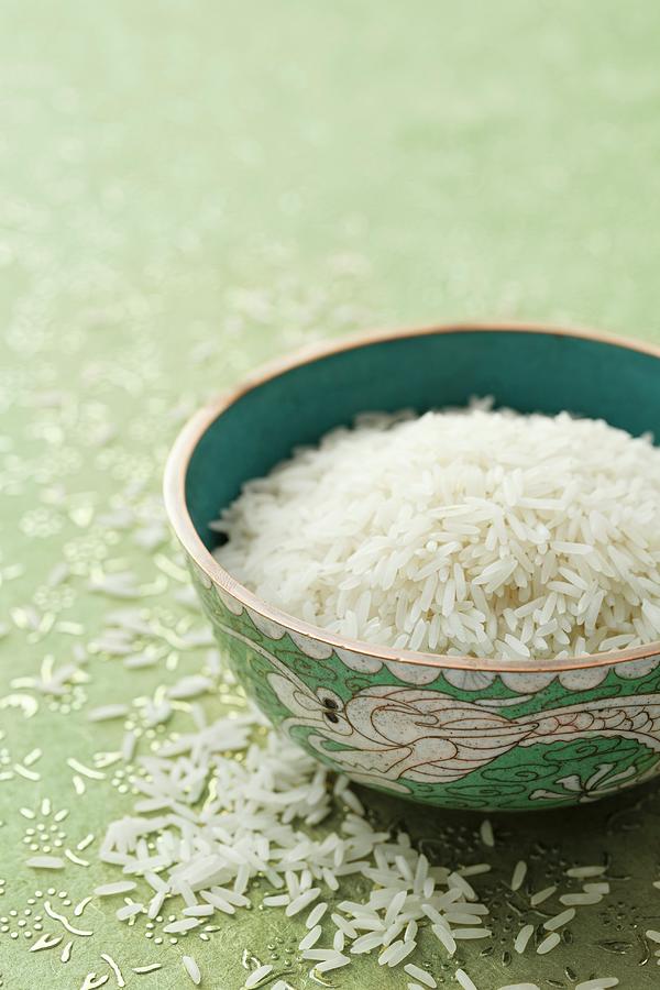 Uncooked Basmati Rice In An Oriental Bowl Photograph by Petr Gross
