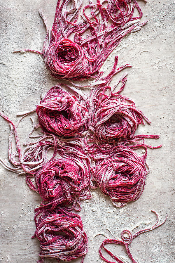 Uncooked Homemade Beetroot Pasta View From Above Photograph by Magdalena Hendey