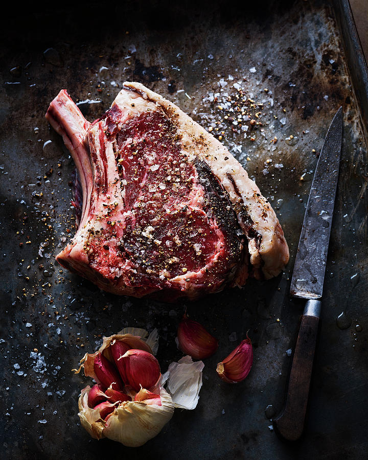 Uncooked, Seasoned Rib Eye Steak Photograph by James Lee