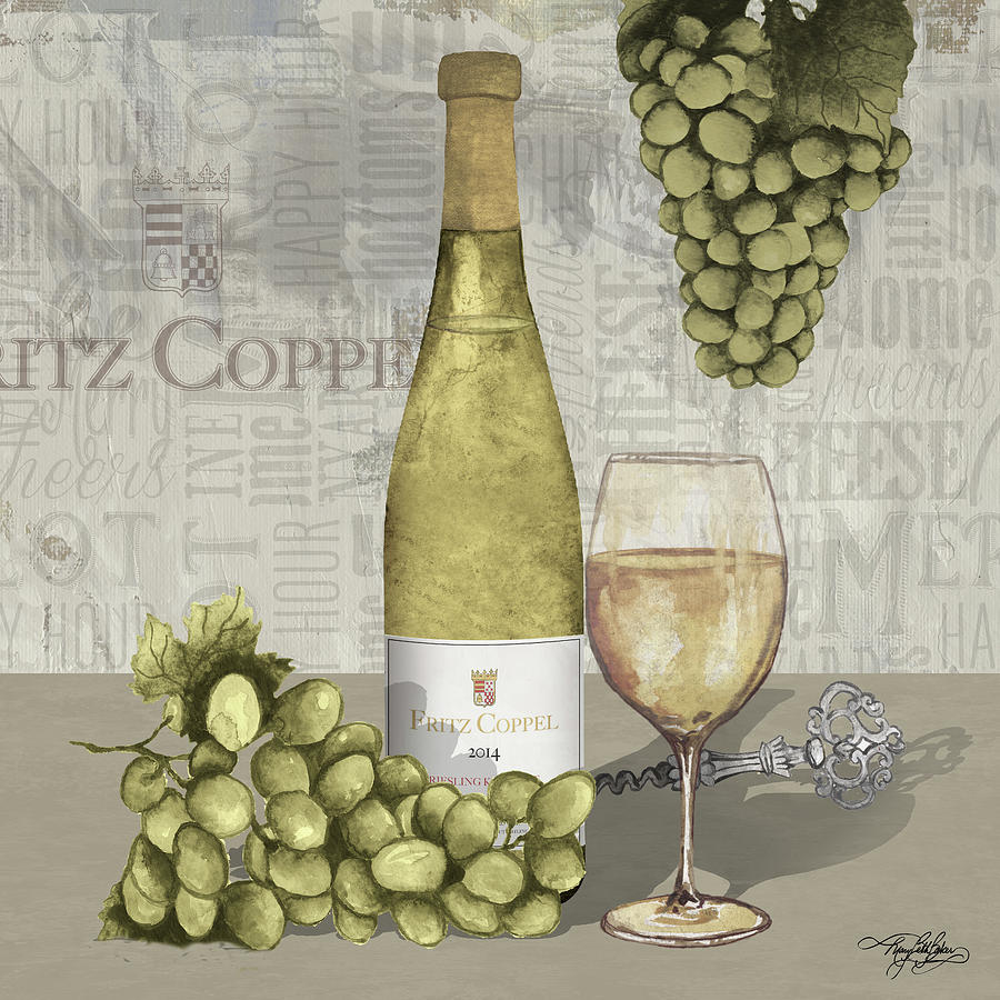 Wine Painting - Uncork Wine And Grapes II by Mary Beth Baker
