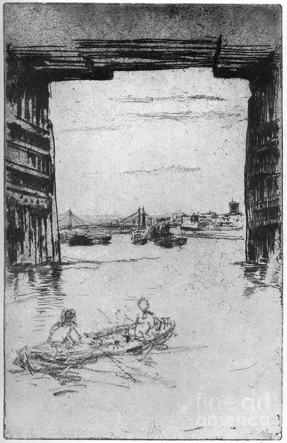 Under Old Battersea Bridge, 1879 Drawing by Print Collector