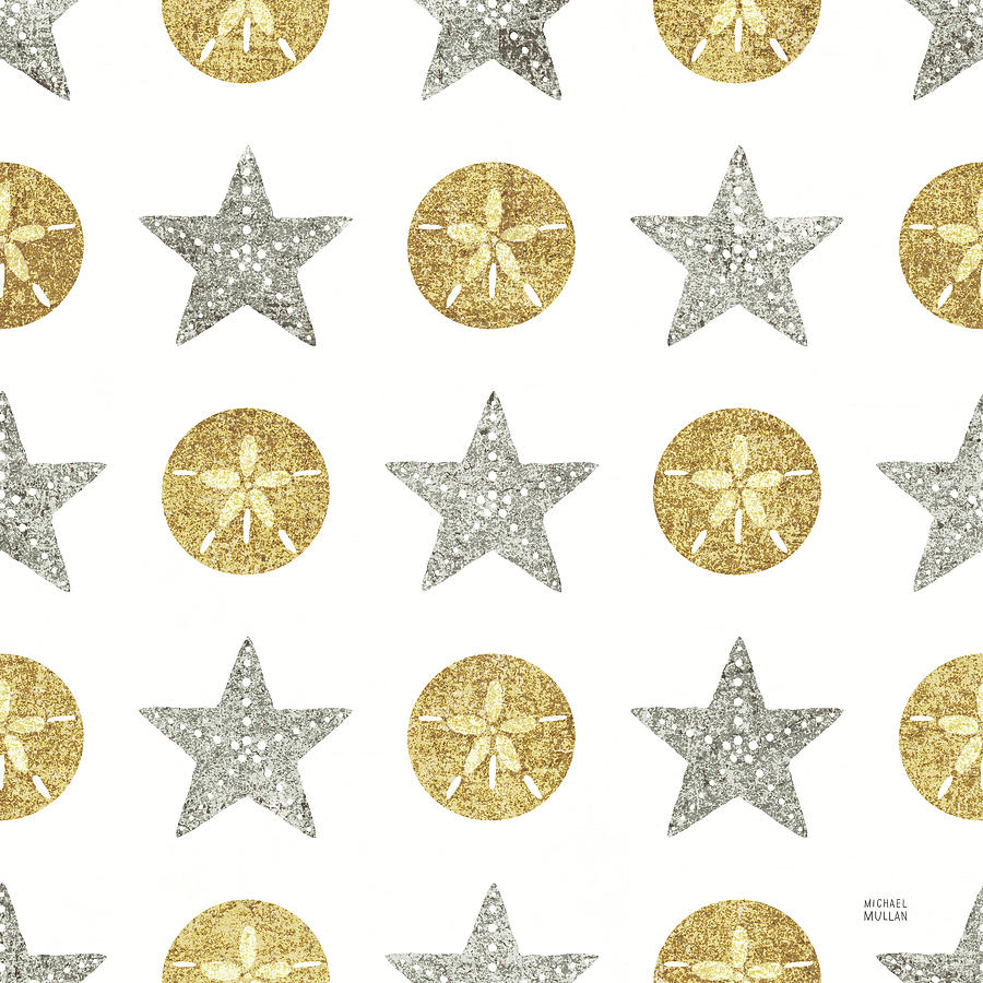 Pattern Drawing - Under Sea Treasures Pattern Iv Gold Neutral by Michael Mullan
