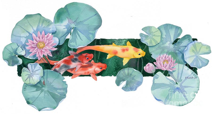 Fish Painting - Under the Lilies I by Paul Brent