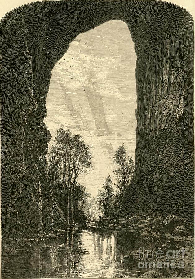 Under The Natural Bridge Drawing by Print Collector