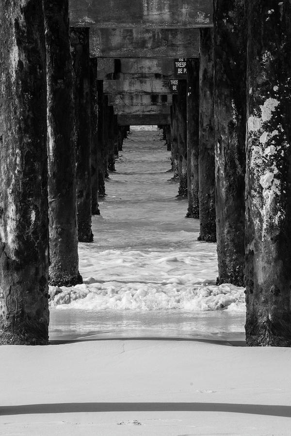 Under the pier #2 BW Photograph by Stuart Manning