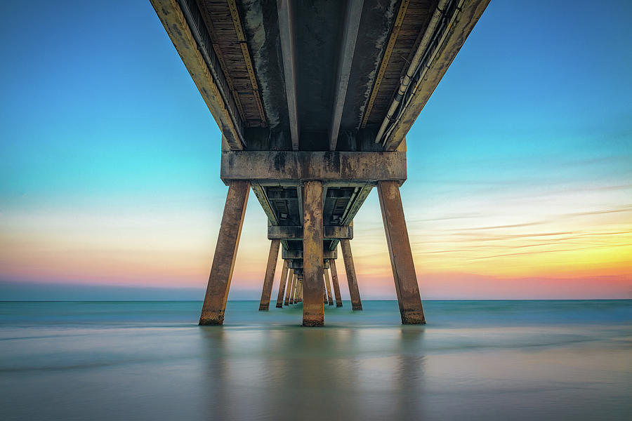 Sunset Photograph - Under the Pier by Mike Whalen