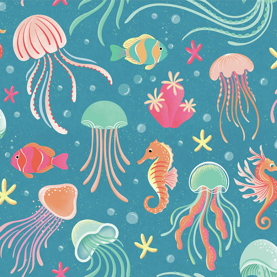 Animal Drawing - Under The Sea Pattern IIb by Gia Graham
