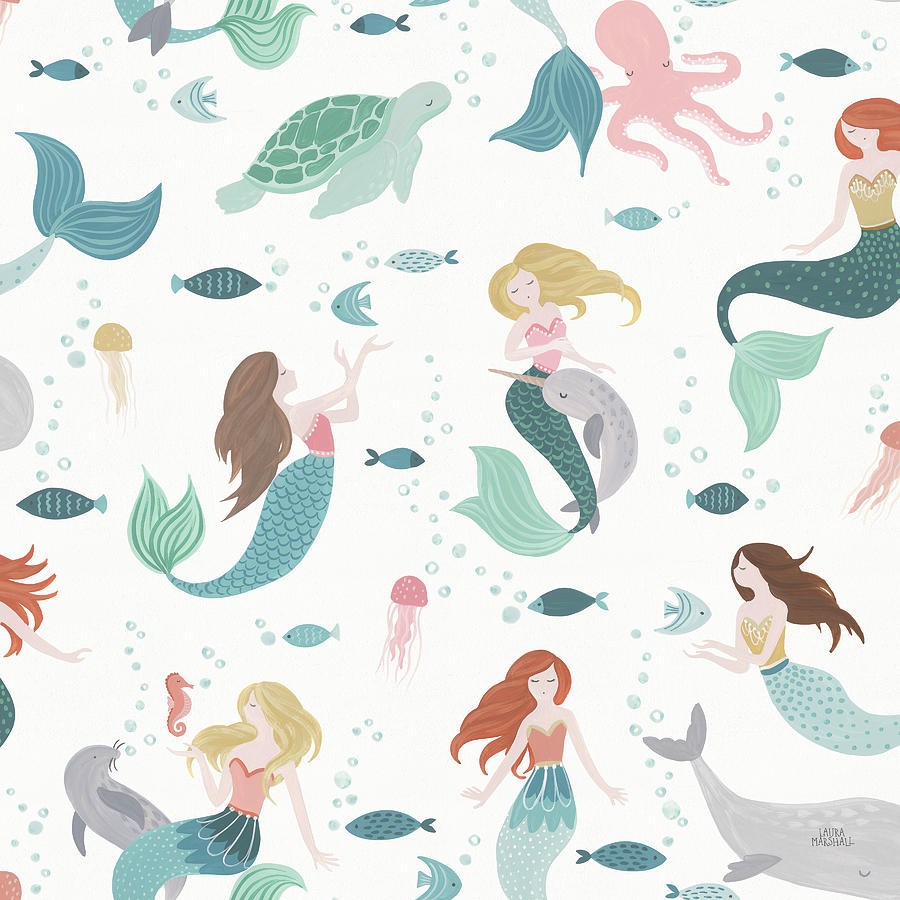 Animal Mixed Media - Under The Sea Pattern Ixa by Laura Marshall