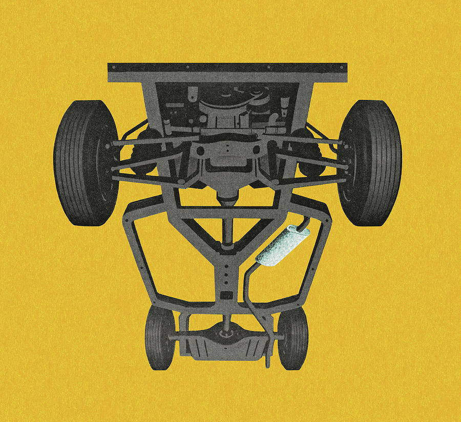 Transportation Drawing - Undercarriage of a Car by CSA Images